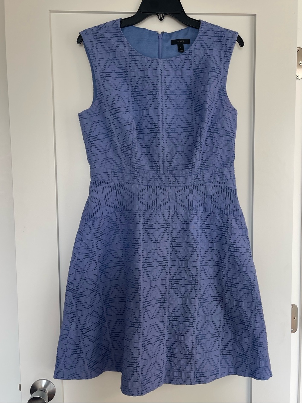 J. Crew Blue Textured Sleeveless Fit Aline Dress Size 10